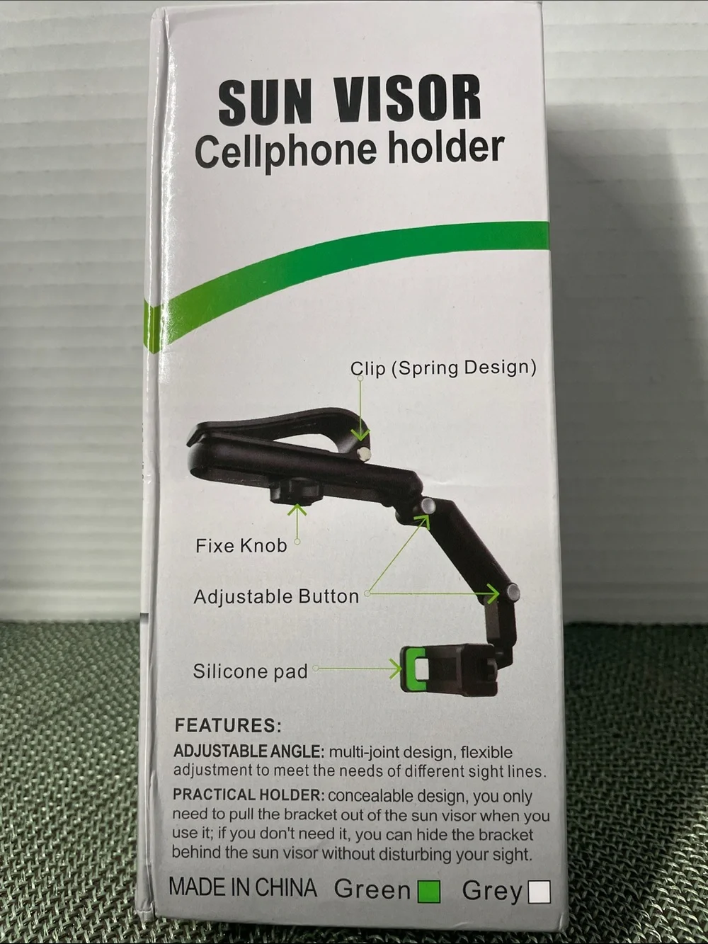 Sun Visor Cellphone Holder - Green